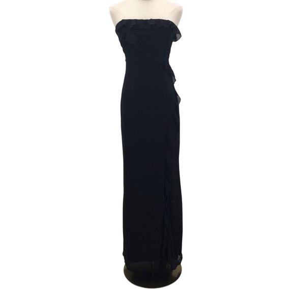 LULU'S M Excellent Sensation Black Strapless Ruffled Formal Maxi Dress NEW B116 - Picture 3 of 10